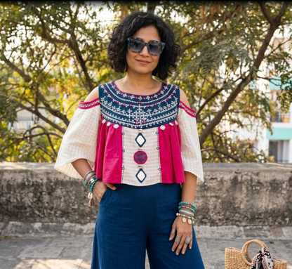 The Neo-Boho Cold-Shoulder Crop Top
