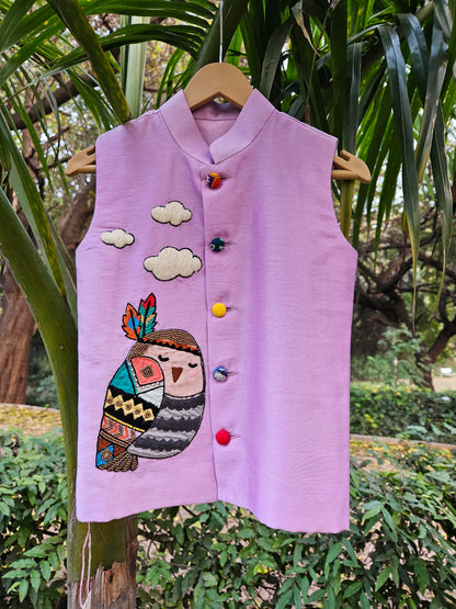 The Cutely Wild Owl  Jacket - purple