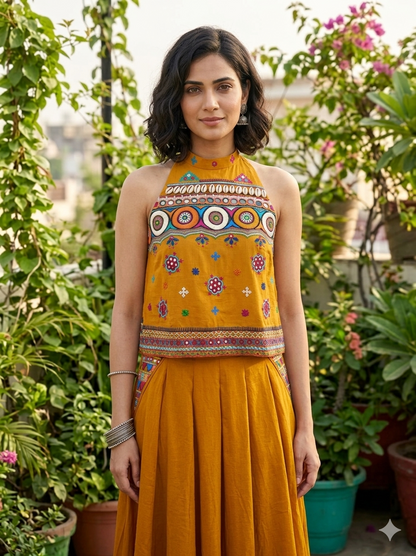The Marigold Halter Top and Skirt Set