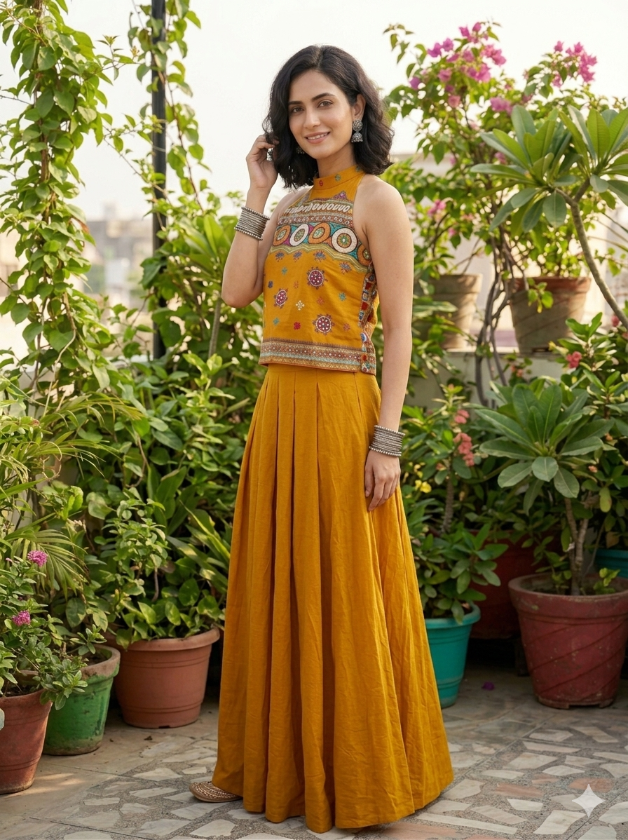 The Marigold Halter Top and Skirt Set
