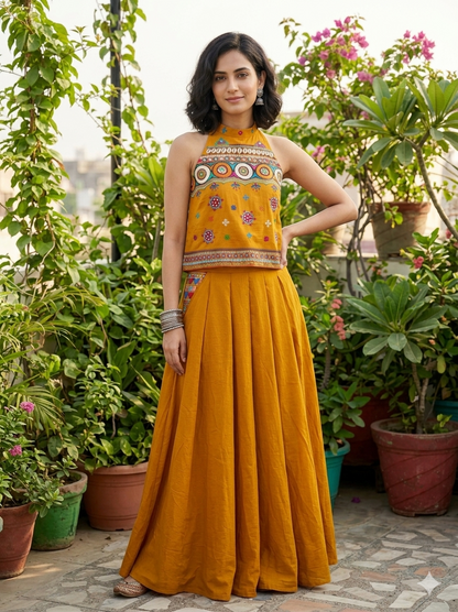 The Marigold Halter Top and Skirt Set