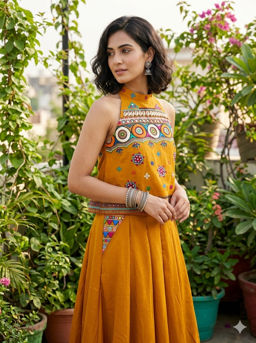 The Marigold Halter Top and Skirt Set