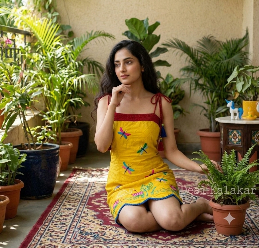 The Pond life Hand-Embroidered Summer Dress