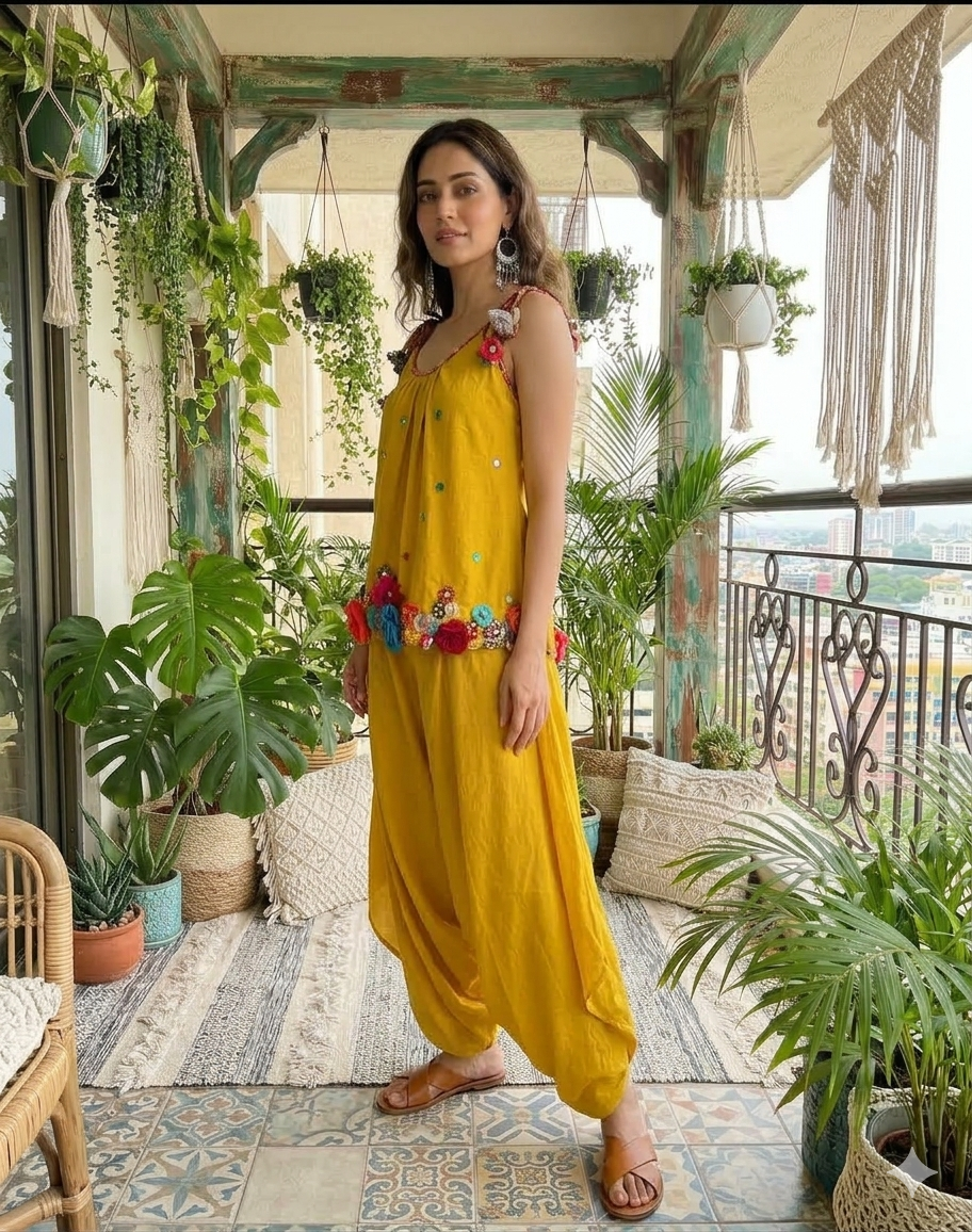 The Sunshine Bloom Dhoti Co-Ord Set