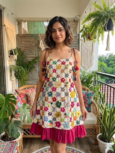 Flower Meshwork Dress