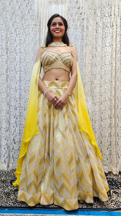 The Sunshine Chevron Lehenga