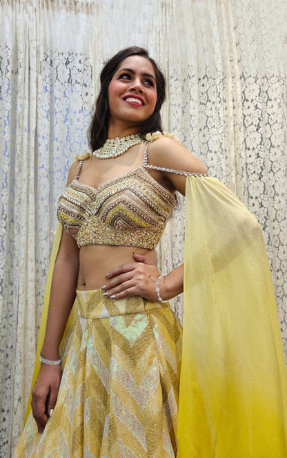 The Sunshine Chevron Lehenga