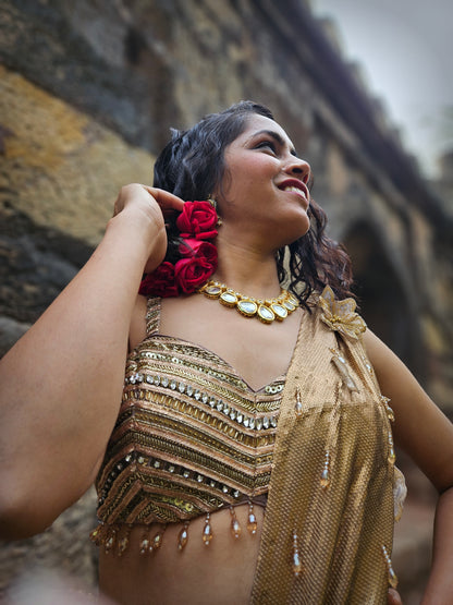 Gold squin saree