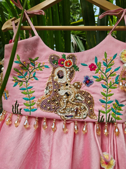 Blushing Fawn Handcrafted Festive Lehenga Set for Little Girls