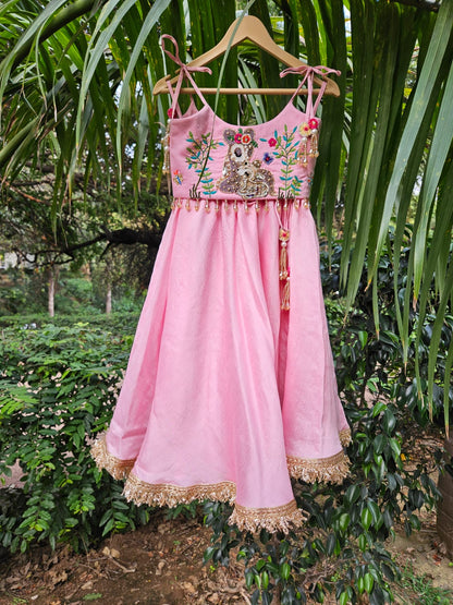 Blushing Fawn Handcrafted Festive Lehenga Set for Little Girls