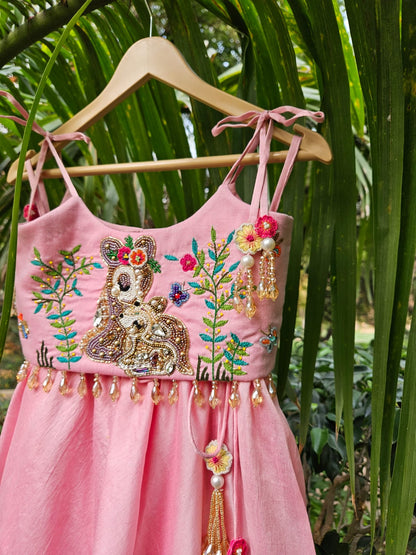 Blushing Fawn Handcrafted Festive Lehenga Set for Little Girls