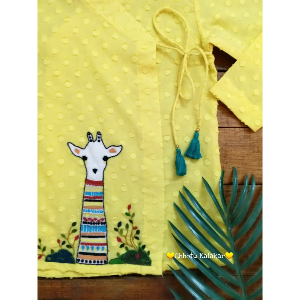 Sunshine Yellow Giraffe Angrakha Kurta & Dhoti Set