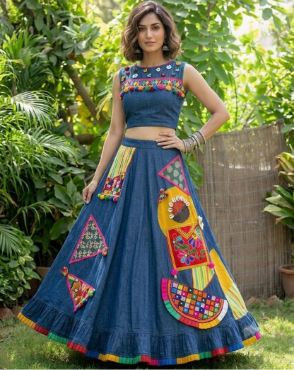 Denim  Gypsy Lehenga Set