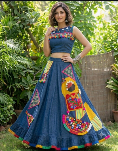 Denim  Gypsy Lehenga Set