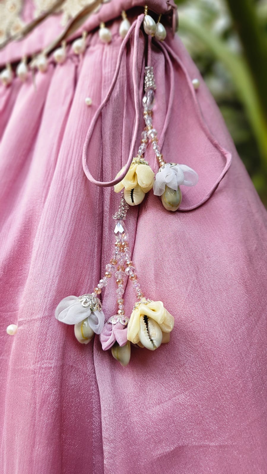 Handcrafted Pastel Pink One-Shoulder Designer Lehenga Set for Girls | Desi Kalakar