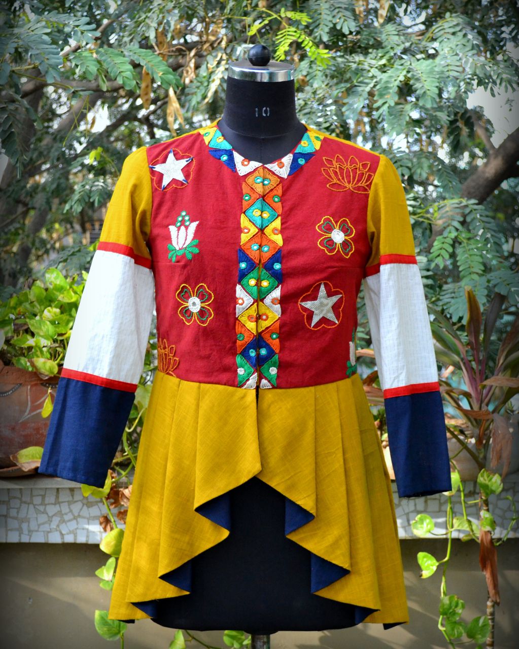 Floral Thread Embroidered  Peplum Jacket