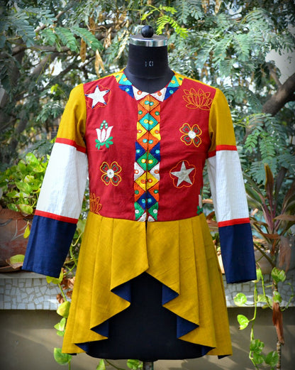 Floral Thread Embroidered  Peplum Jacket